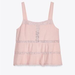 Pink Sleeveless Lace Top